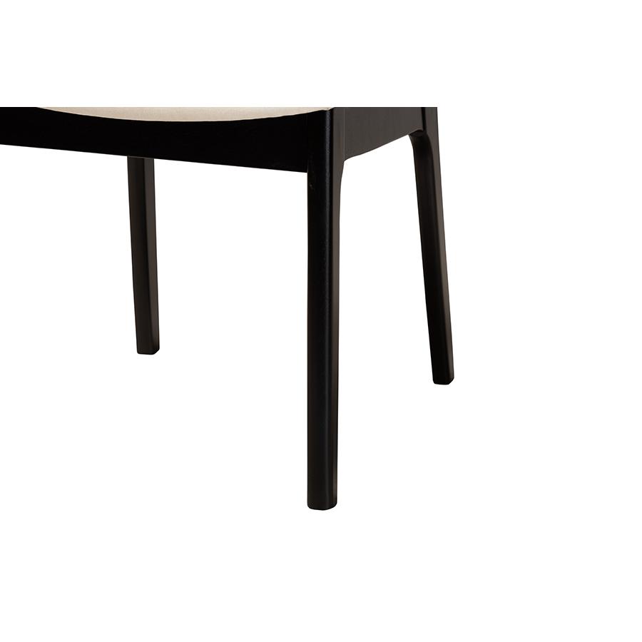 Cream Fabric and Black Finished Wood 7-Piece Dining Set. Picture 6