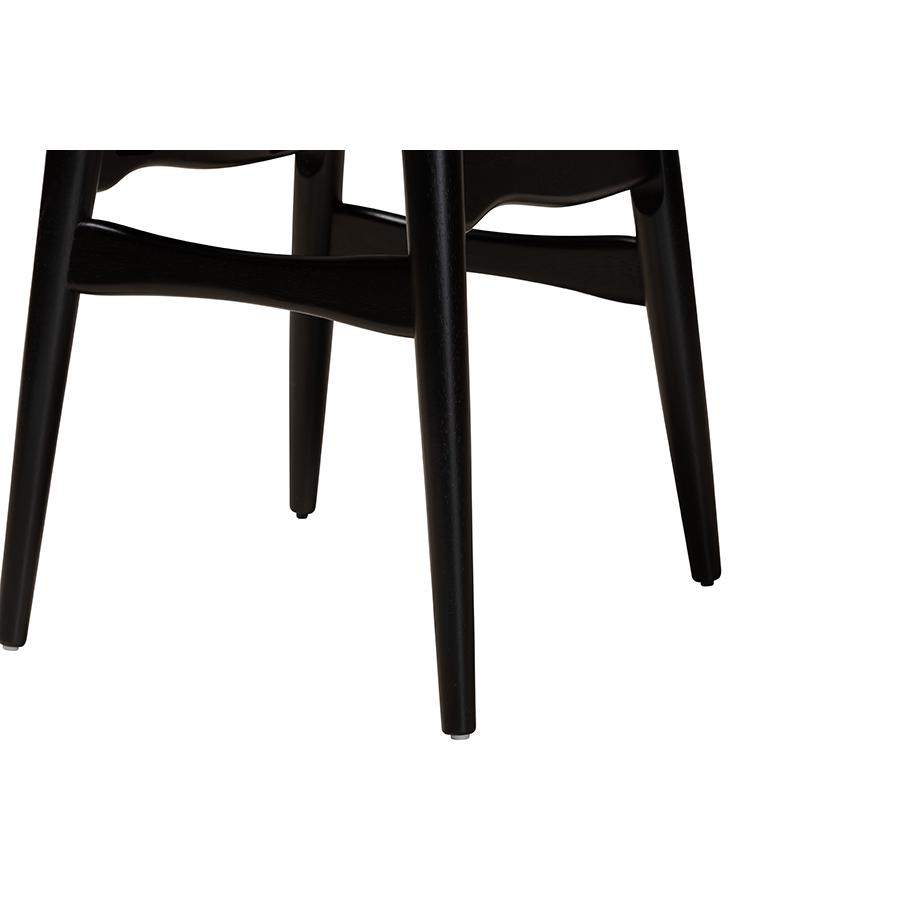 Cream Fabric and Black Finished Wood 2-Piece Dining Chair Set. Picture 5