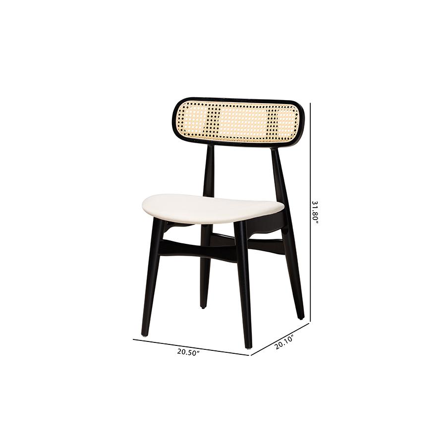 Cream Fabric and Black Finished Wood 2-Piece Dining Chair Set. Picture 9