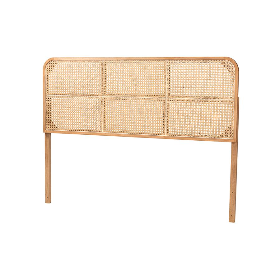 Lainer Modern Bohemian Natural Brown Finished Bayur Wood and Bamboo Headboard. Picture 1