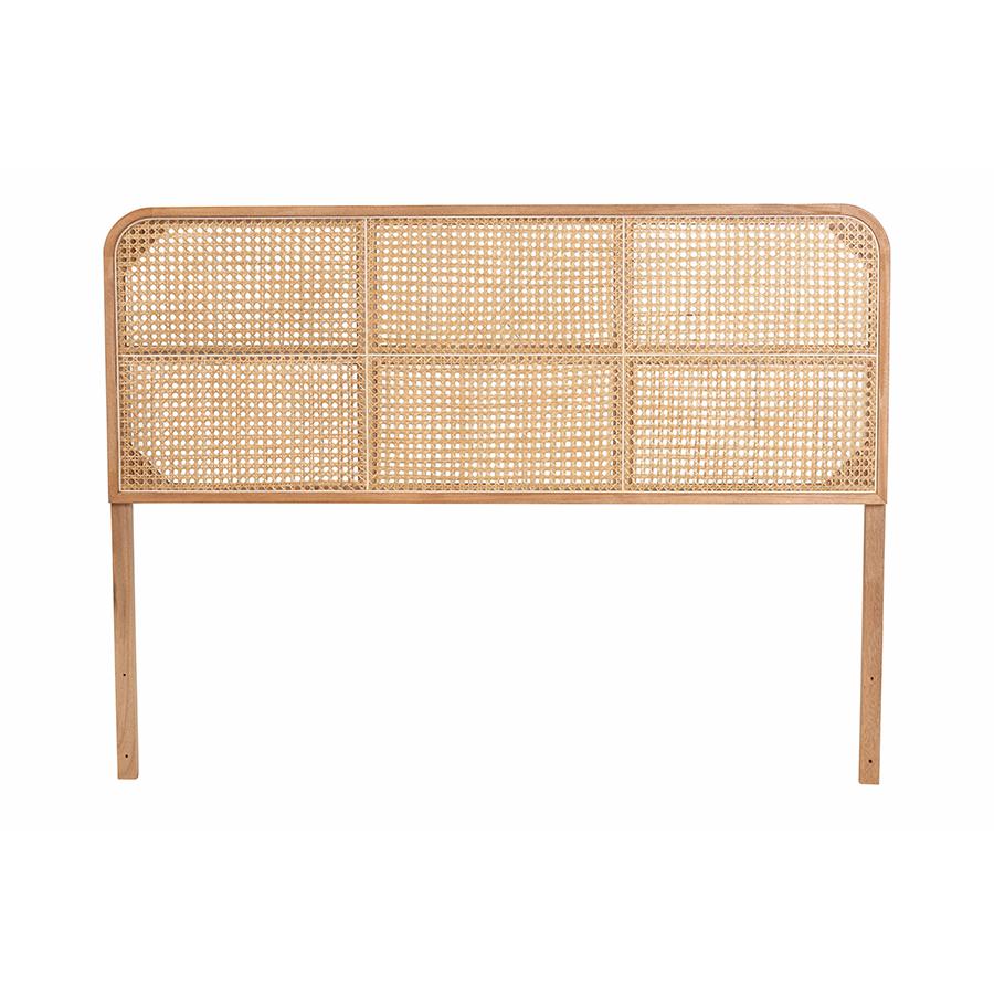 Lainer Modern Bohemian Natural Brown Finished Bayur Wood and Bamboo Headboard. Picture 2
