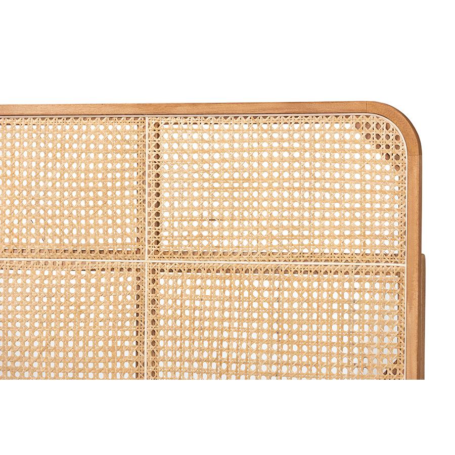 Lainer Modern Bohemian Natural Brown Finished Bayur Wood and Bamboo Headboard. Picture 3
