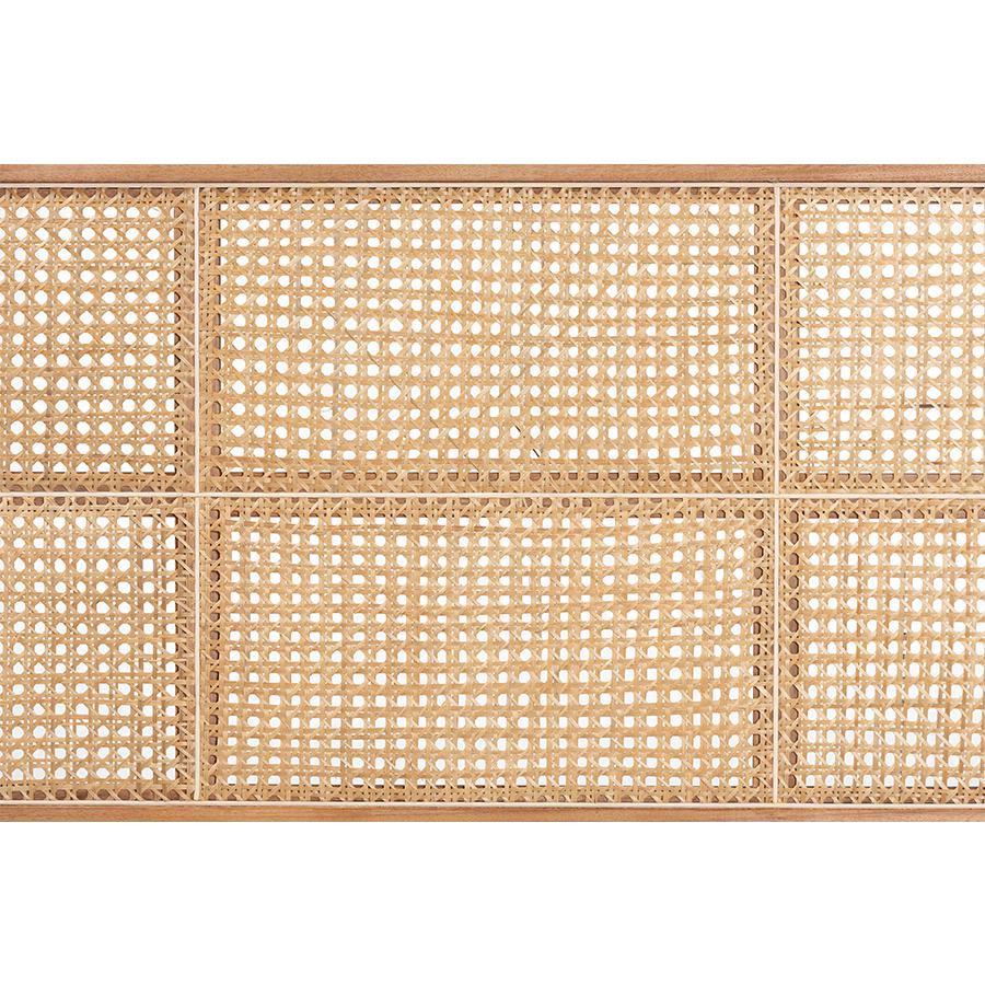 Lainer Modern Bohemian Natural Brown Finished Bayur Wood and Bamboo Headboard. Picture 4