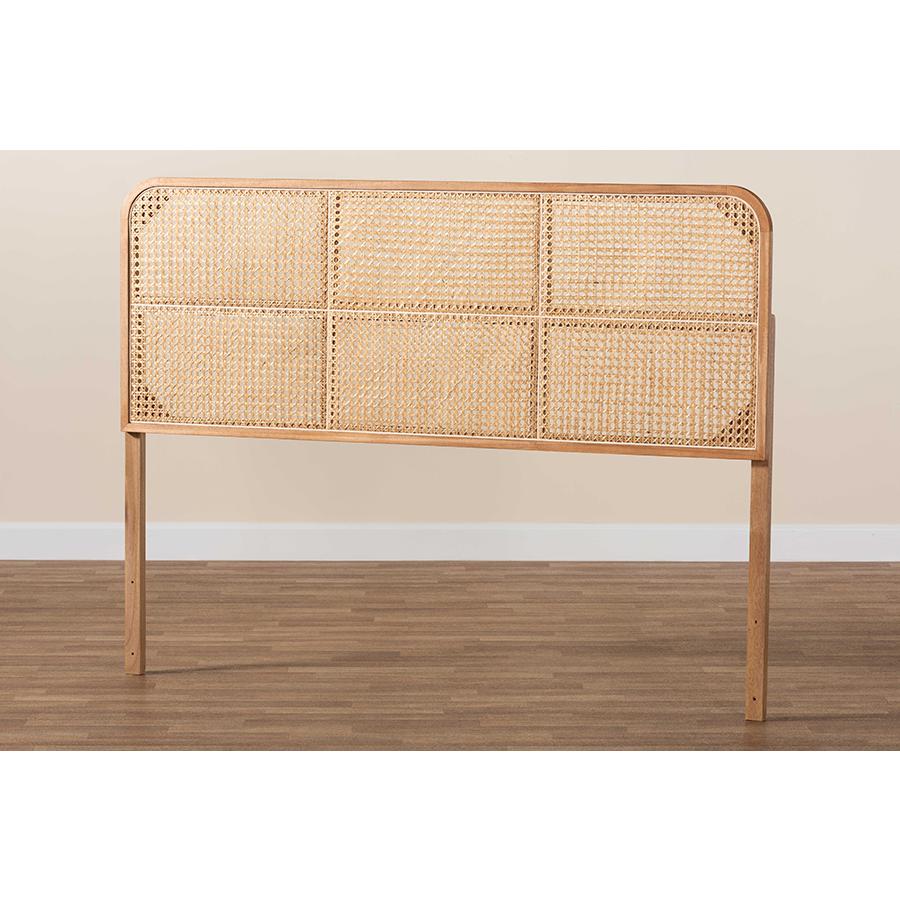 Lainer Modern Bohemian Natural Brown Finished Bayur Wood and Bamboo Headboard. Picture 6