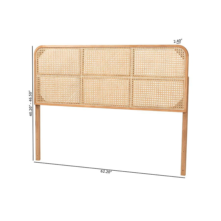 Lainer Modern Bohemian Natural Brown Finished Bayur Wood and Bamboo Headboard. Picture 7