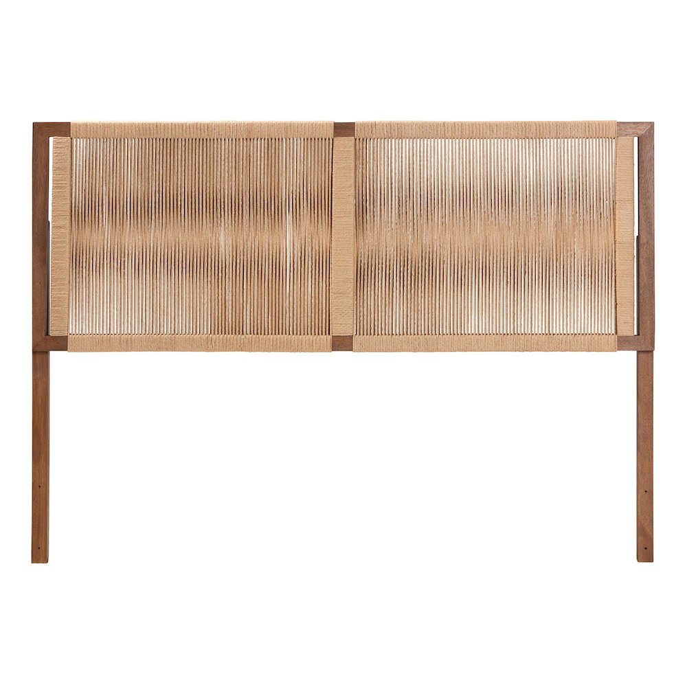 Holitz Modern Bohemian Walnut Brown Finished Bayur Wood Queen Size Headboard. Picture 2