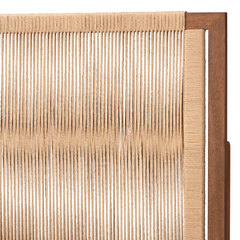 Holitz Modern Bohemian Walnut Brown Finished Bayur Wood Queen Size Headboard. Picture 3