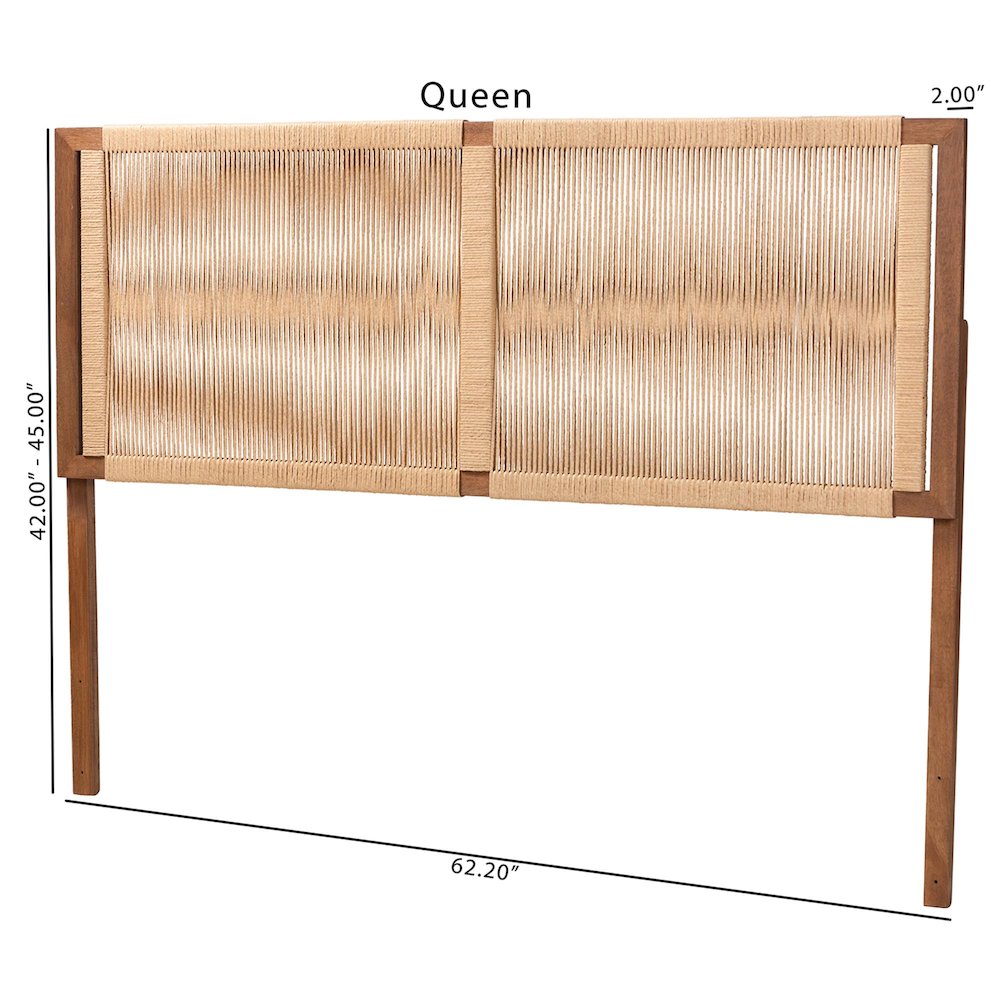 Holitz Modern Bohemian Walnut Brown Finished Bayur Wood Queen Size Headboard. Picture 7