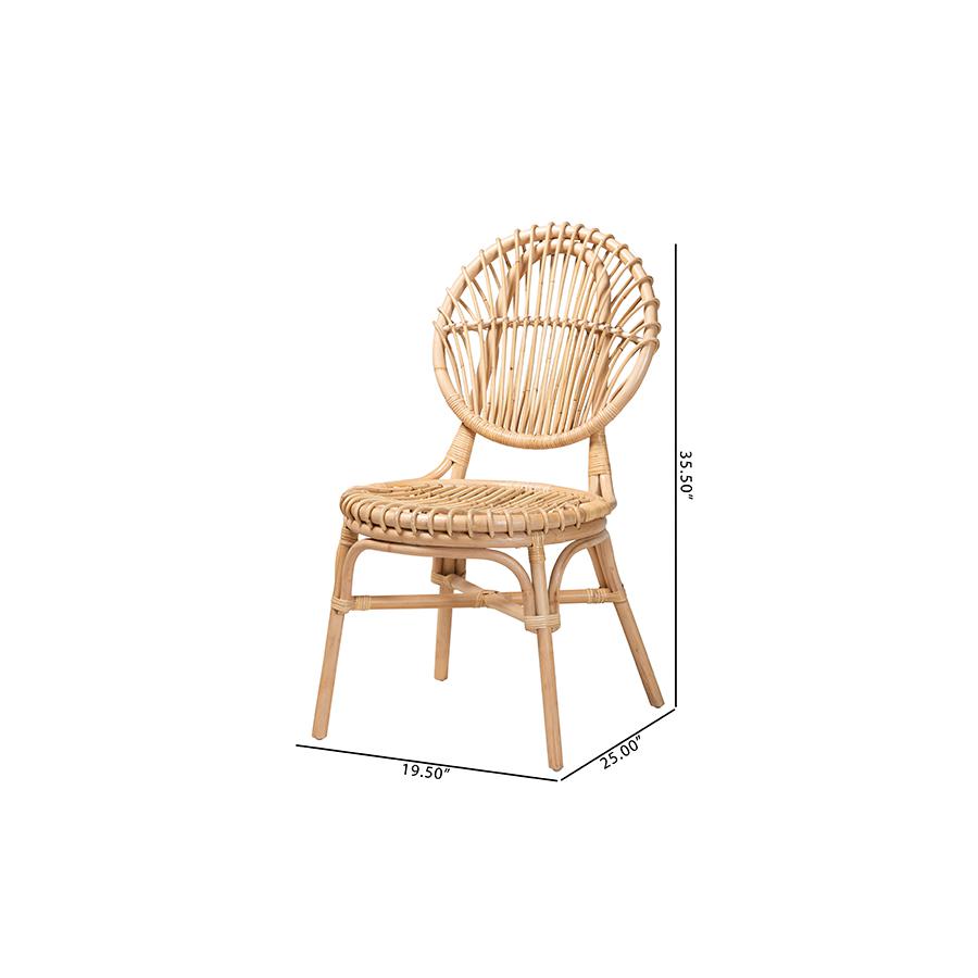 bali & pari Iris Modern Bohemian Natural Brown Rattan Dining Chair. Picture 10