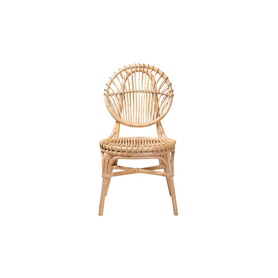 bali & pari Iris Modern Bohemian Natural Brown Rattan Dining Chair. Picture 2