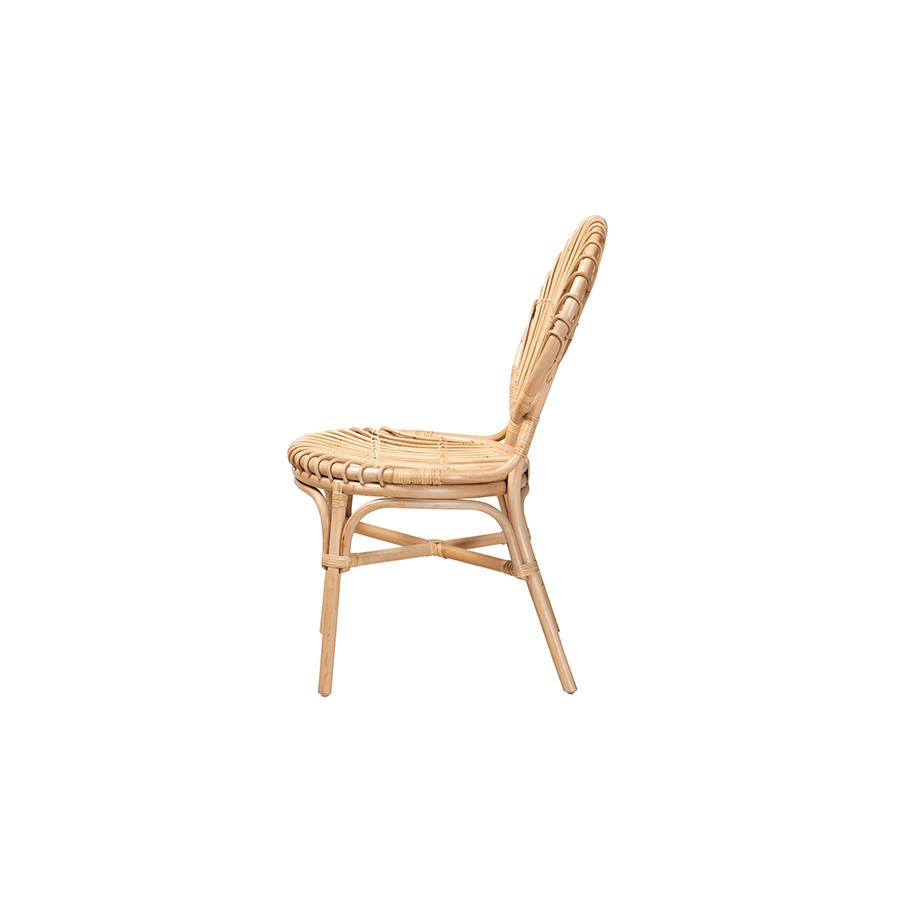 bali & pari Iris Modern Bohemian Natural Brown Rattan Dining Chair. Picture 3