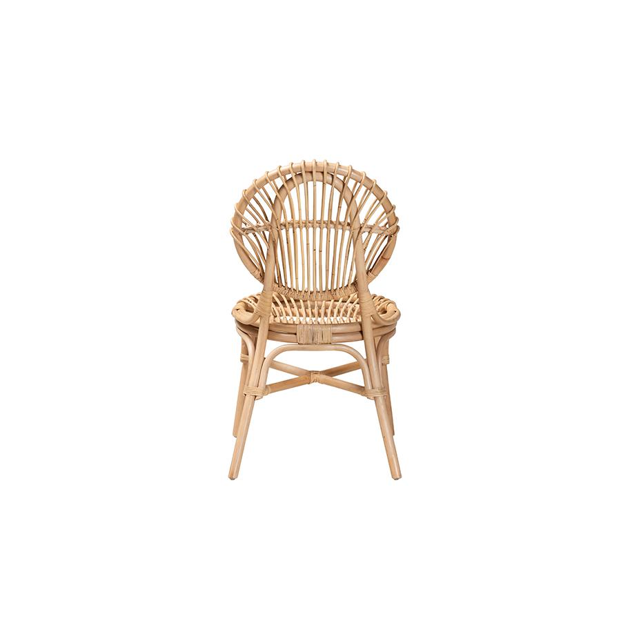 bali & pari Iris Modern Bohemian Natural Brown Rattan Dining Chair. Picture 4