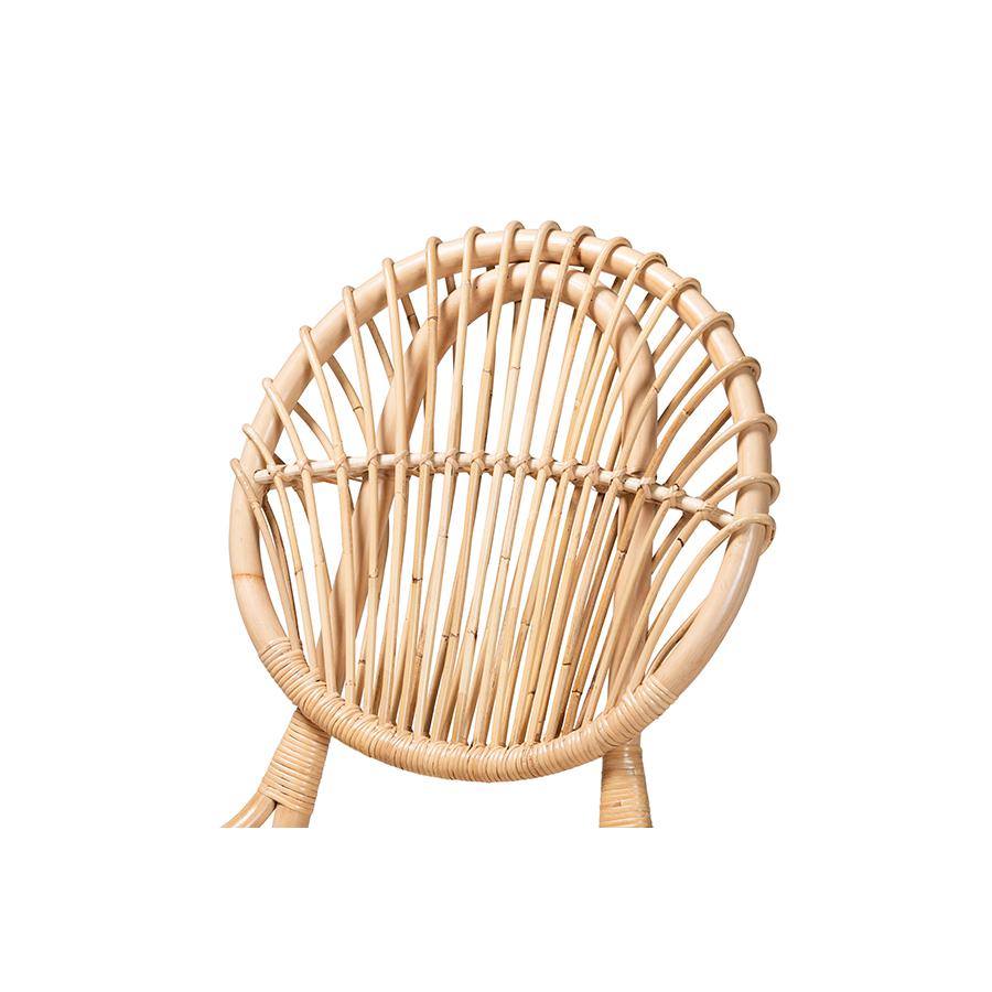 bali & pari Iris Modern Bohemian Natural Brown Rattan Dining Chair. Picture 5