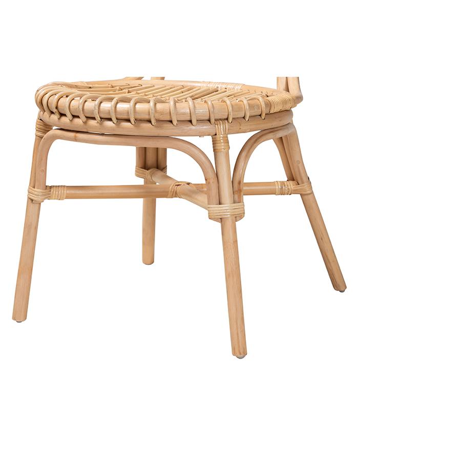 bali & pari Iris Modern Bohemian Natural Brown Rattan Dining Chair. Picture 6