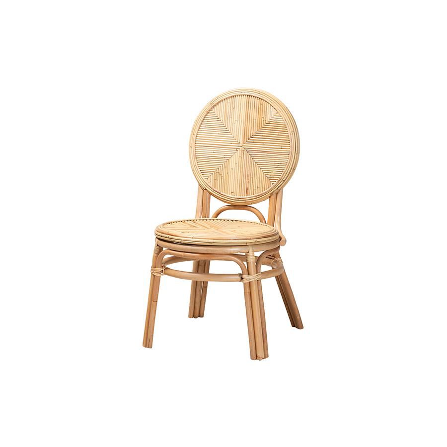 bali & pari Carita Modern Bohemian Natural Brown Rattan Dining Chair. Picture 1
