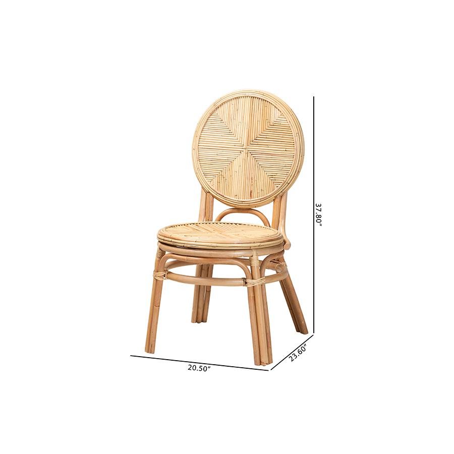 bali & pari Carita Modern Bohemian Natural Brown Rattan Dining Chair. Picture 10