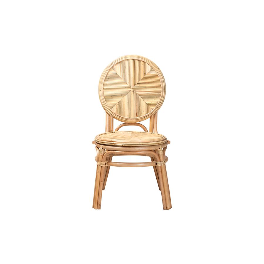 bali & pari Carita Modern Bohemian Natural Brown Rattan Dining Chair. Picture 2