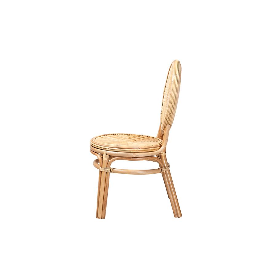 bali & pari Carita Modern Bohemian Natural Brown Rattan Dining Chair. Picture 3