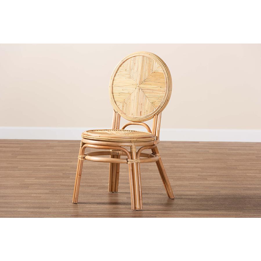 bali & pari Carita Modern Bohemian Natural Brown Rattan Dining Chair. Picture 9