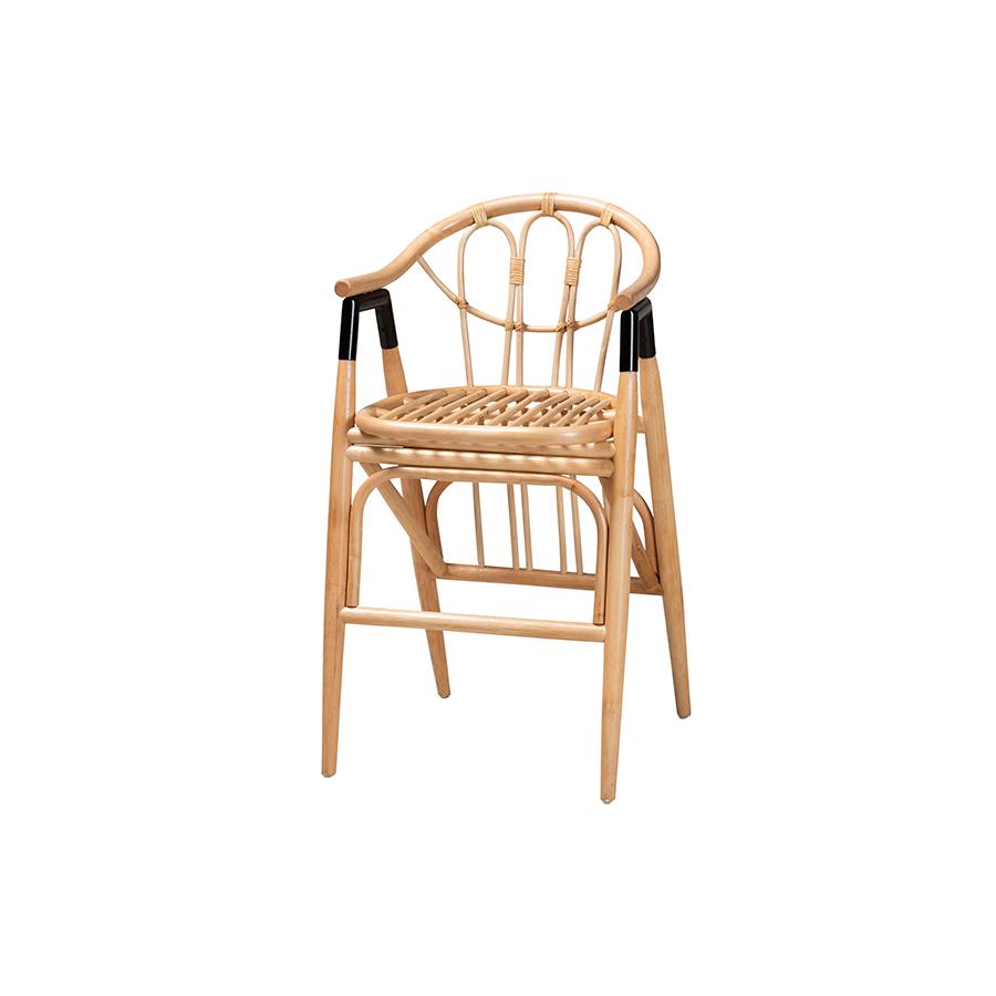 bali & pari Cyntia Modern Bohemian Natural Brown Rattan Counter Stool. Picture 1