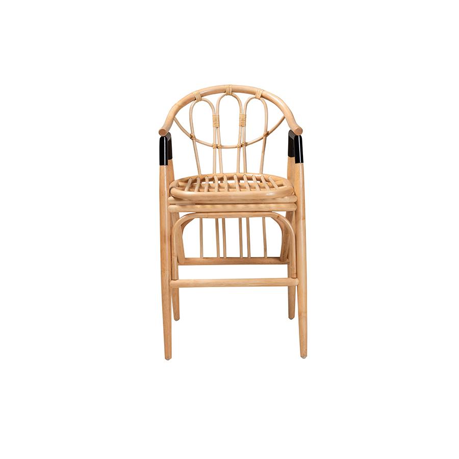 bali & pari Cyntia Modern Bohemian Natural Brown Rattan Counter Stool. Picture 2