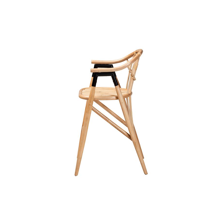 bali & pari Cyntia Modern Bohemian Natural Brown Rattan Counter Stool. Picture 3
