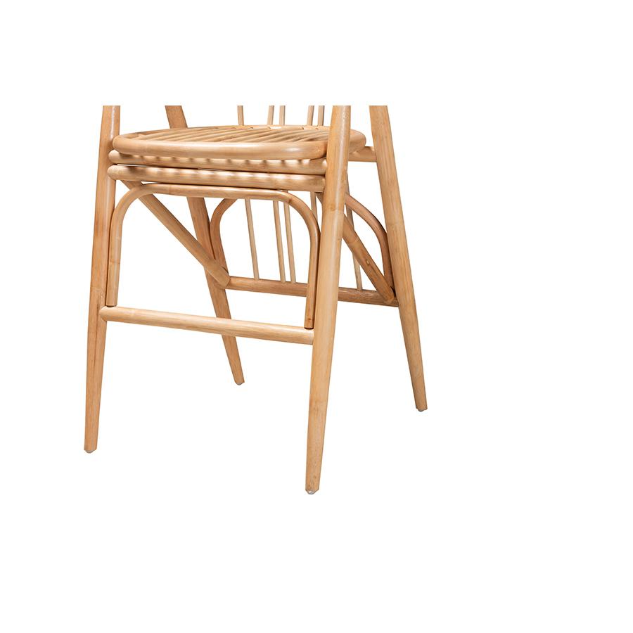 bali & pari Cyntia Modern Bohemian Natural Brown Rattan Counter Stool. Picture 6