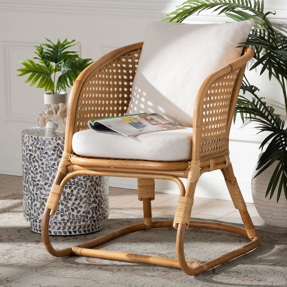 Niko Bohemian Light Honey Rattan Arm Chair. Picture 8