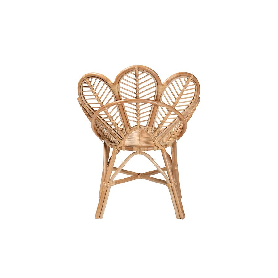 bali & pari Eliava Modern Bohemian Natural Rattan Flower Accent Chair. Picture 4