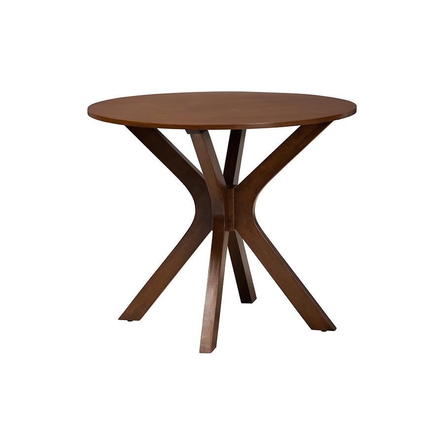 Walnut Brown Finished Wood and Woven Rattan 5-Piece Dining Set. Picture 3