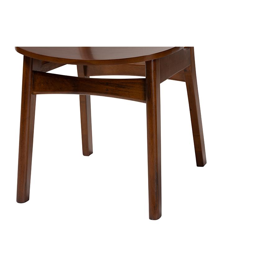Walnut Brown Finished Wood and Woven Rattan 5-Piece Dining Set. Picture 6