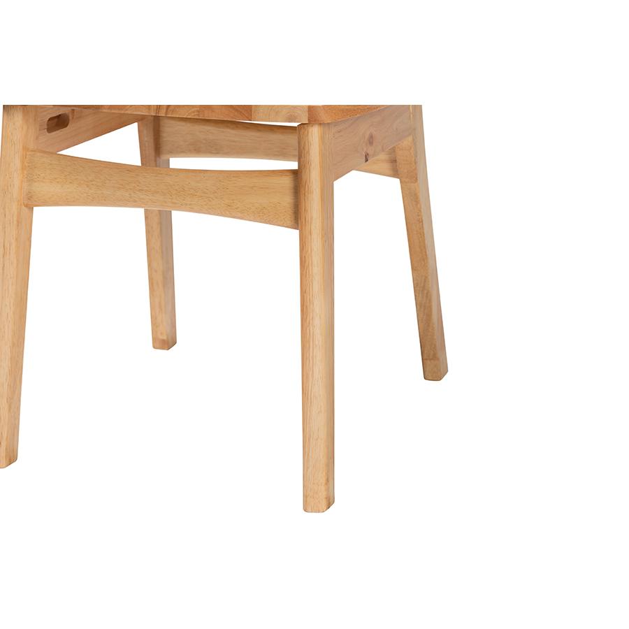 Oak Brown Finished Wood and Rattan 5-Piece Dining Set. Picture 6