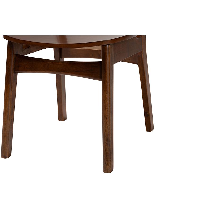 Walnut Brown Finished Wood and Rattan 7-Piece Dining Set. Picture 6