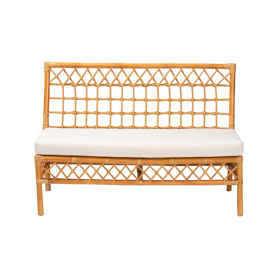 Capella Modern Bohemian Honey Rattan Dining Bench. Picture 2