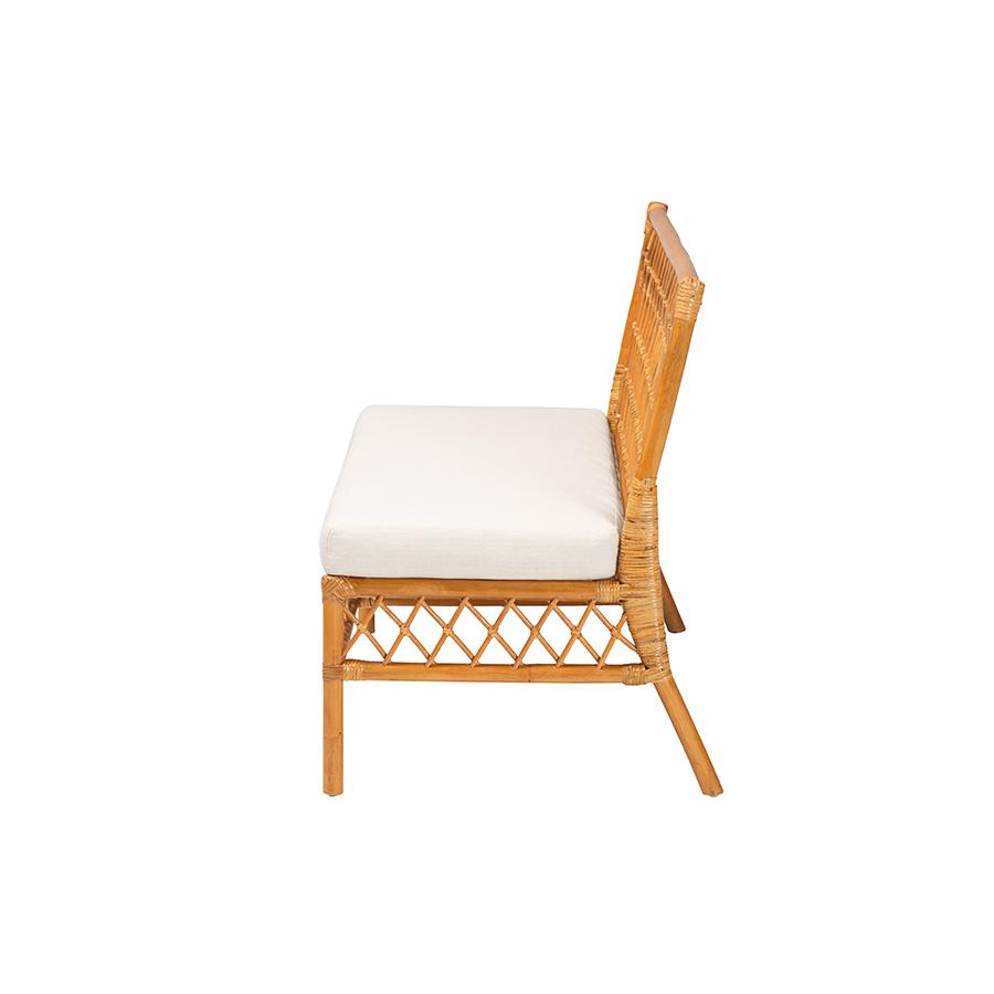 Capella Modern Bohemian Honey Rattan Dining Bench. Picture 3