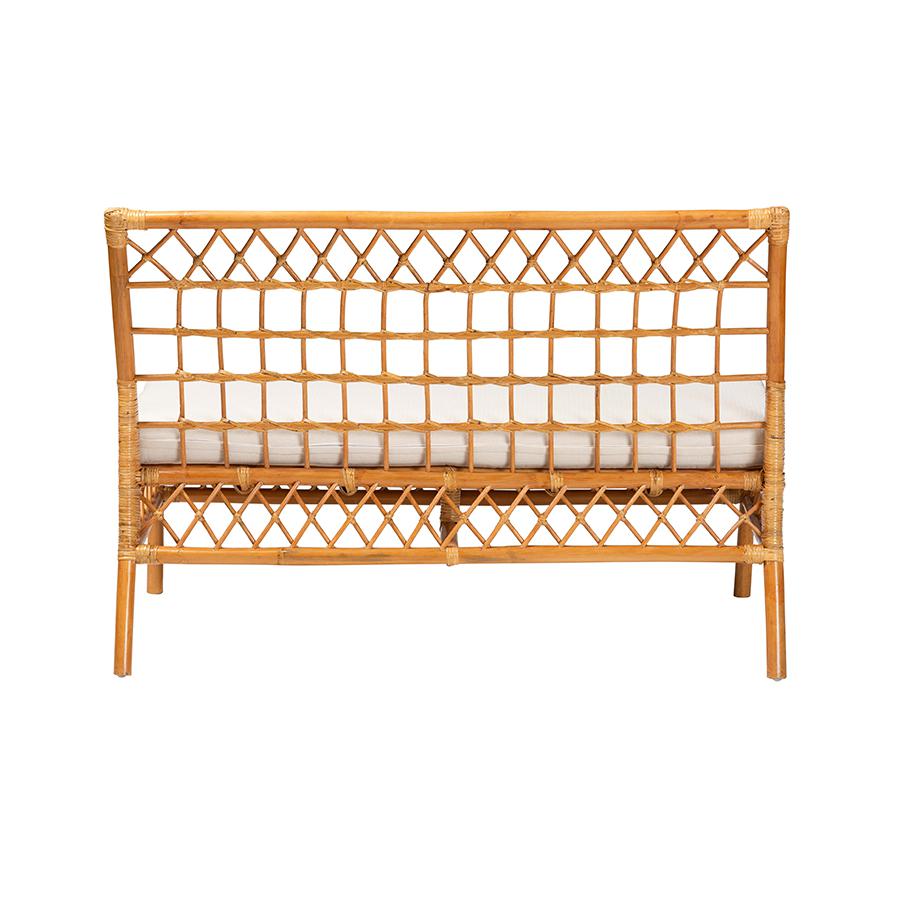 Capella Modern Bohemian Honey Rattan Dining Bench. Picture 4