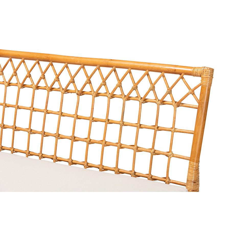 Capella Modern Bohemian Honey Rattan Dining Bench. Picture 5