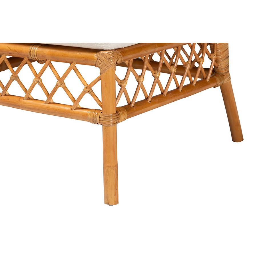 Capella Modern Bohemian Honey Rattan Dining Bench. Picture 6