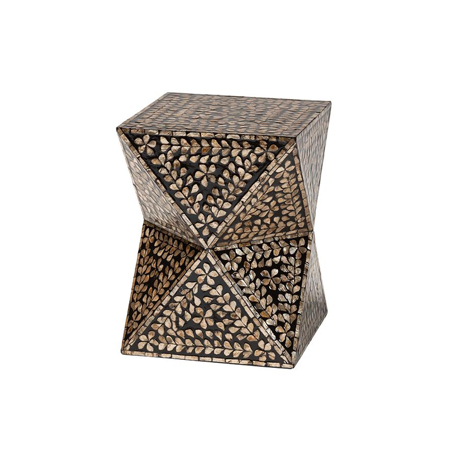Baxton Studio Feronia Modern Bohemian Black and Bronze Mother of Pearl End Table. Picture 1