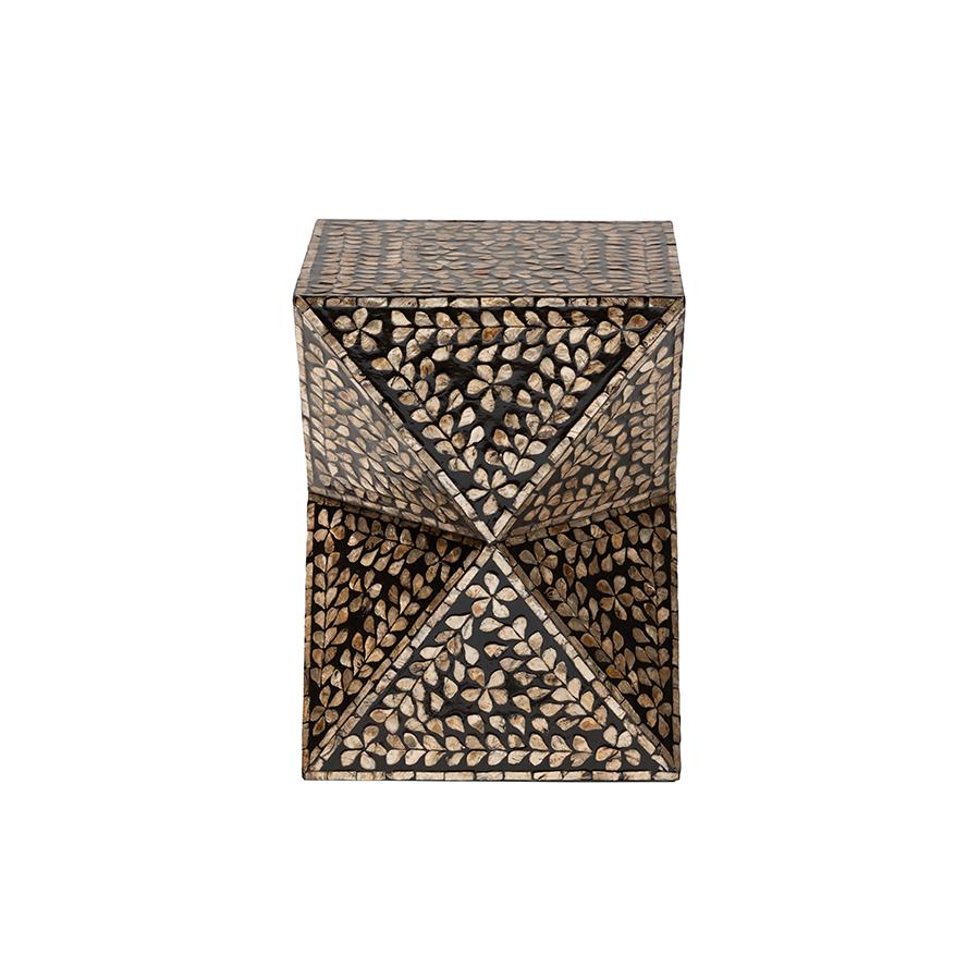 Baxton Studio Feronia Modern Bohemian Black and Bronze Mother of Pearl End Table. Picture 2