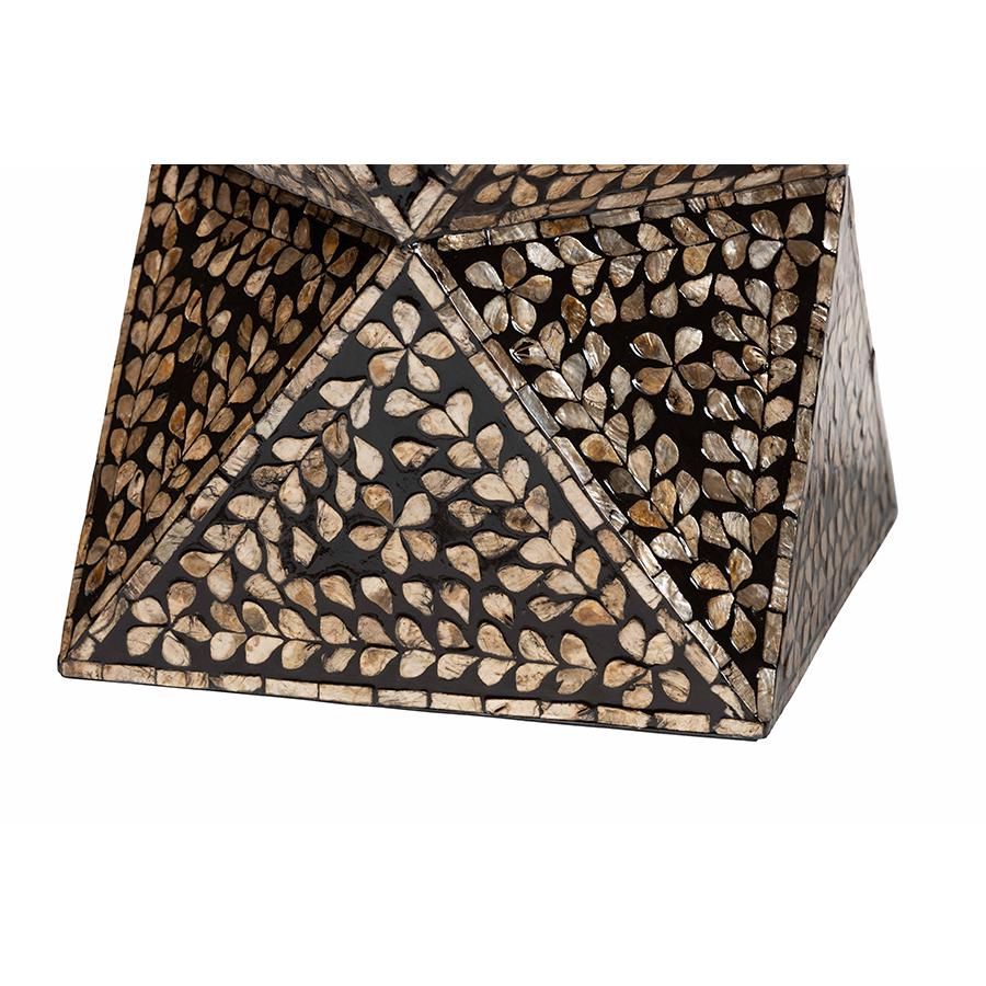 Baxton Studio Feronia Modern Bohemian Black and Bronze Mother of Pearl End Table. Picture 3