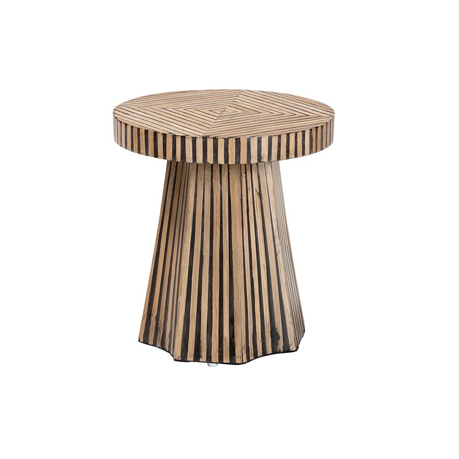 Devika Modern Bohemian Two-Tone Natural and Dark Brown Bamboo End Table. Picture 1