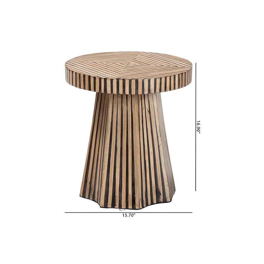 Devika Modern Bohemian Two-Tone Natural and Dark Brown Bamboo End Table. Picture 7