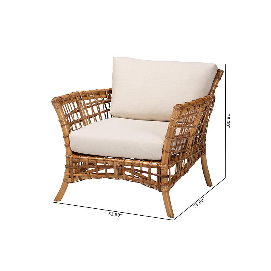 bali & pari Babette Modern Bohemian Natural Brown Rattan Arm Chair. Picture 10