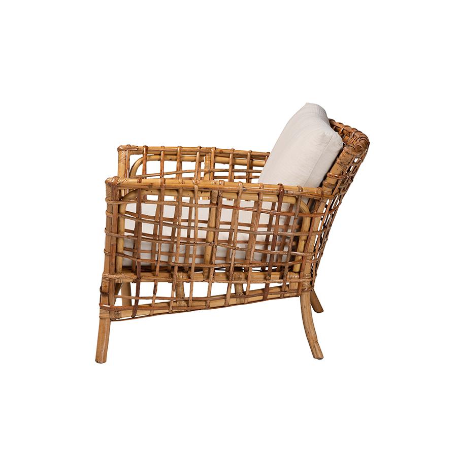 bali & pari Babette Modern Bohemian Natural Brown Rattan Arm Chair. Picture 3