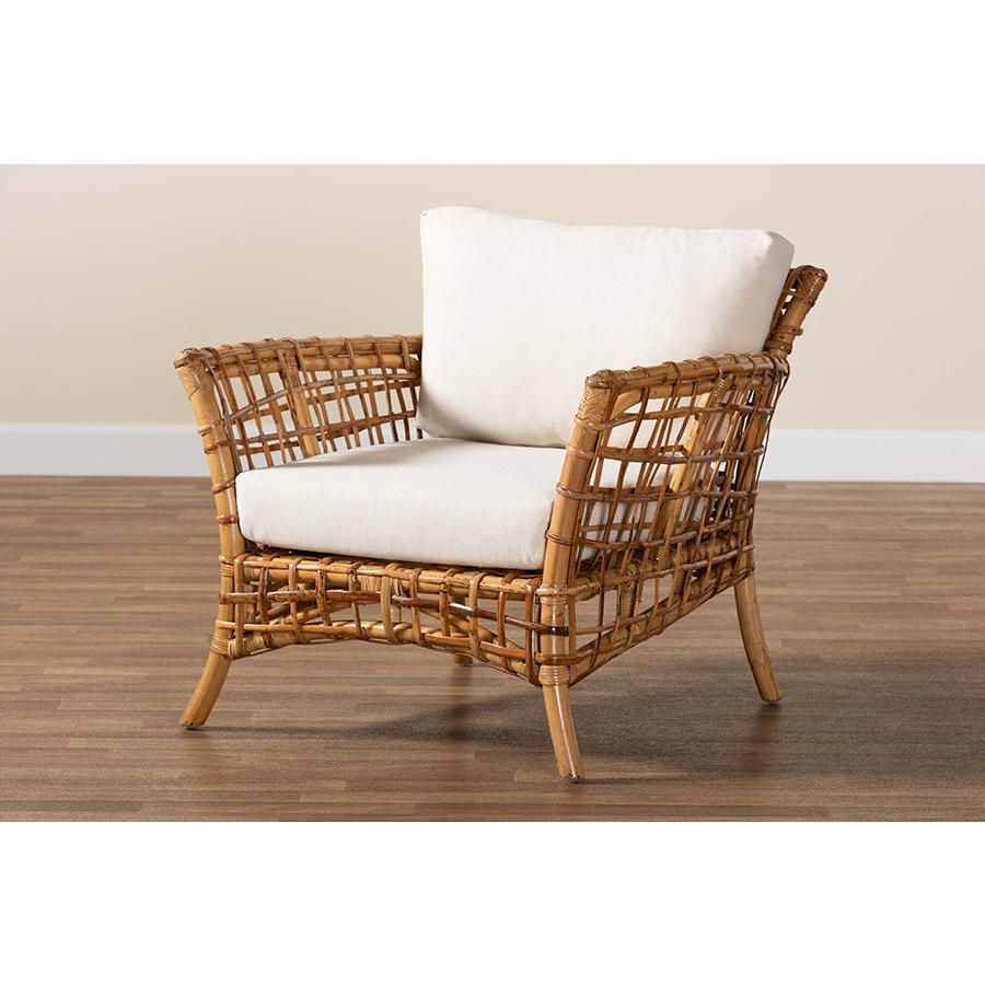 bali & pari Babette Modern Bohemian Natural Brown Rattan Arm Chair. Picture 9