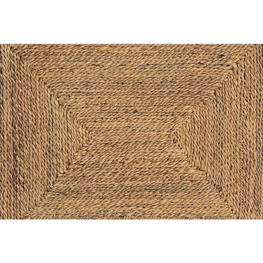 Anfield Modern Bohemian Natural Seagrass and Mahogany Wood Dining Chair. Picture 7
