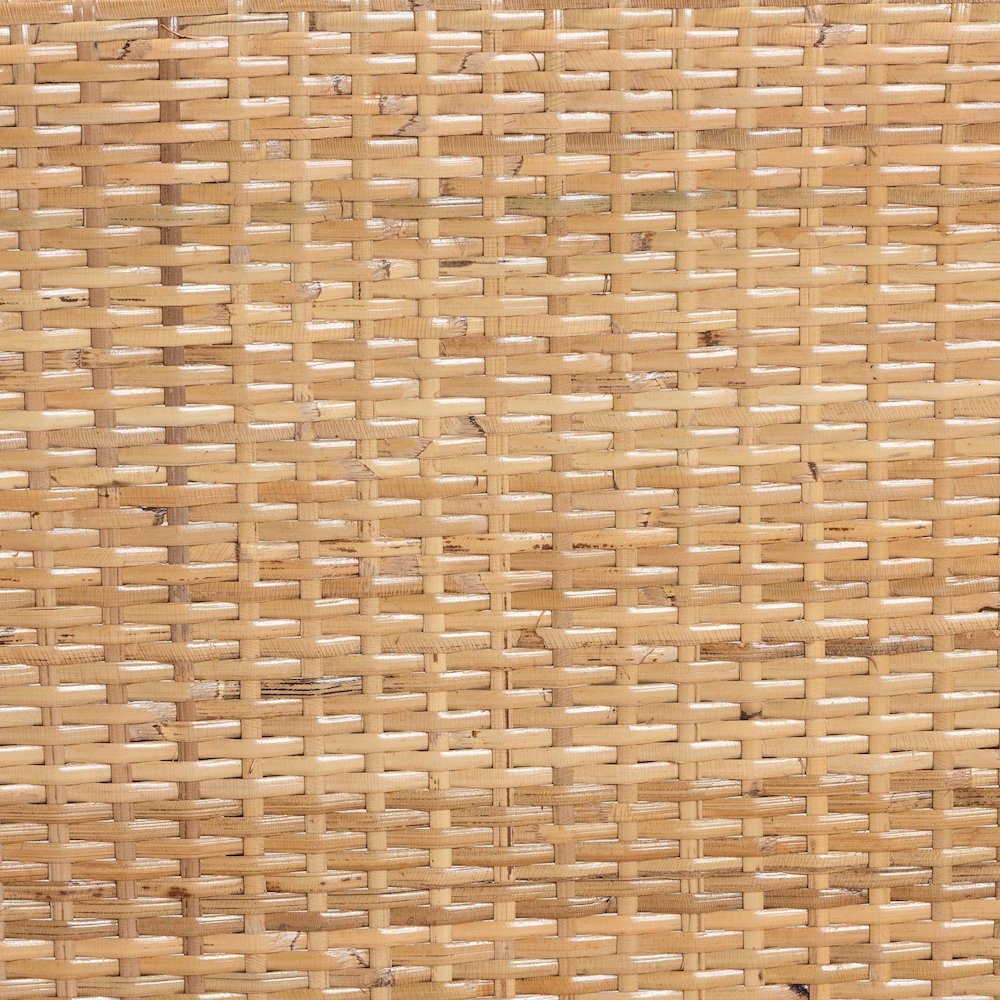 Papua Modern Bohemian Natural Rattan and Walnut Brown Acacia Wood Dining Chair. Picture 7