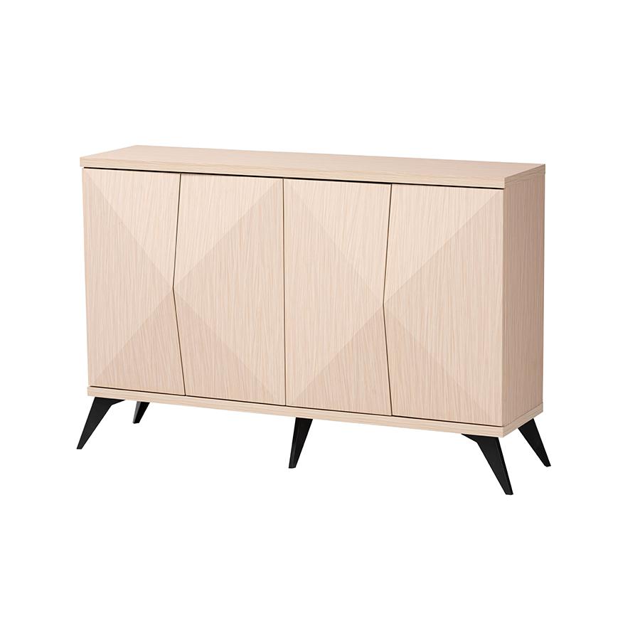 Modern Two-Tone Light Brown and Black Wood 4-Door Sideboard Buffet. Picture 1