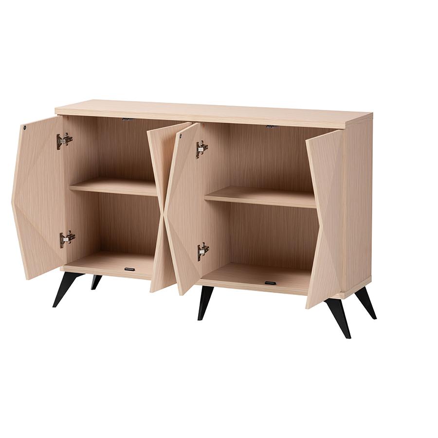 Modern Two-Tone Light Brown and Black Wood 4-Door Sideboard Buffet. Picture 2